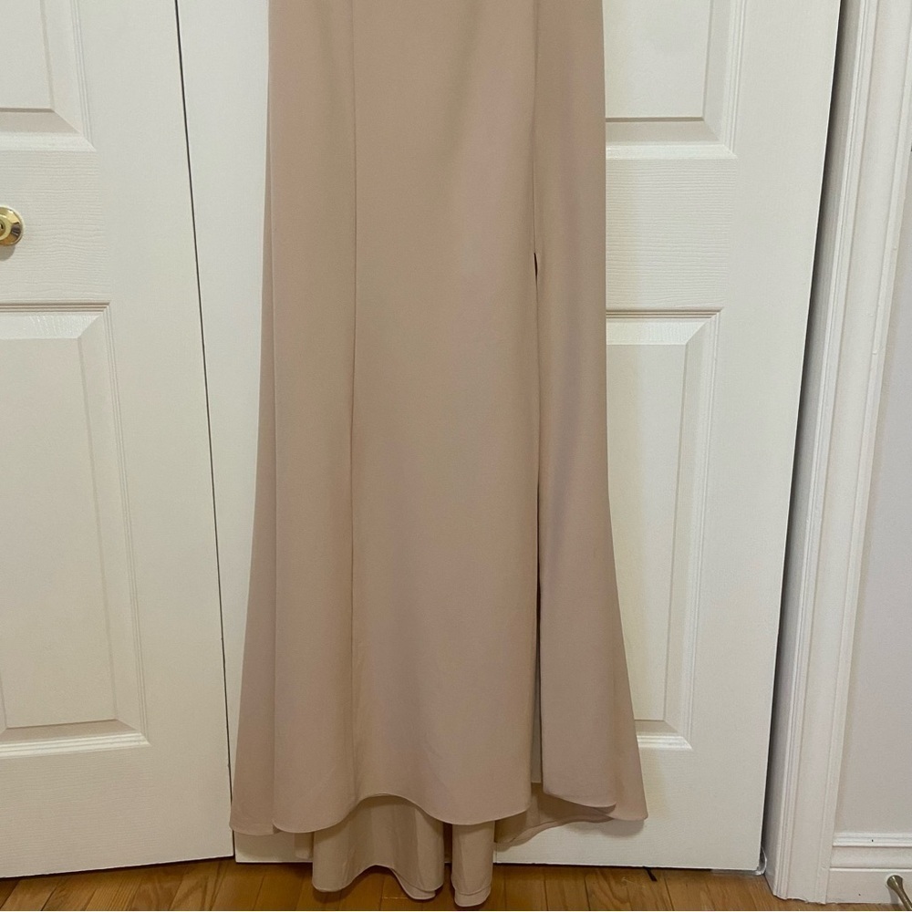 Amsale NWT Scout Crepe Fawn Cream Square Neck Bridesmaid Dress Gown Size 12 - Picture 6 of 12